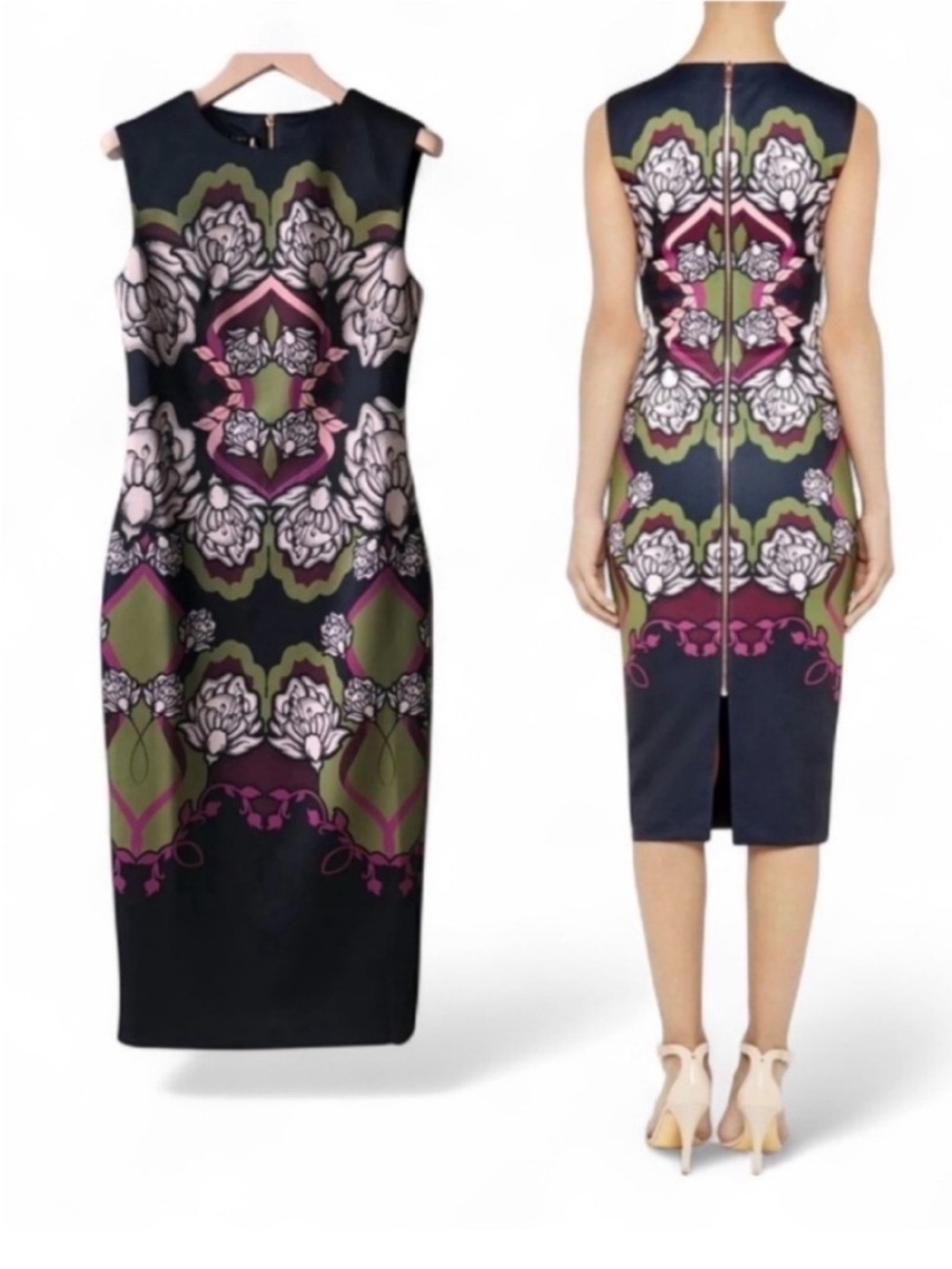 Ted Baker London Zyta
NavyBlue Tapestry Floral
Sleeveless Sheath
Dress Size 4